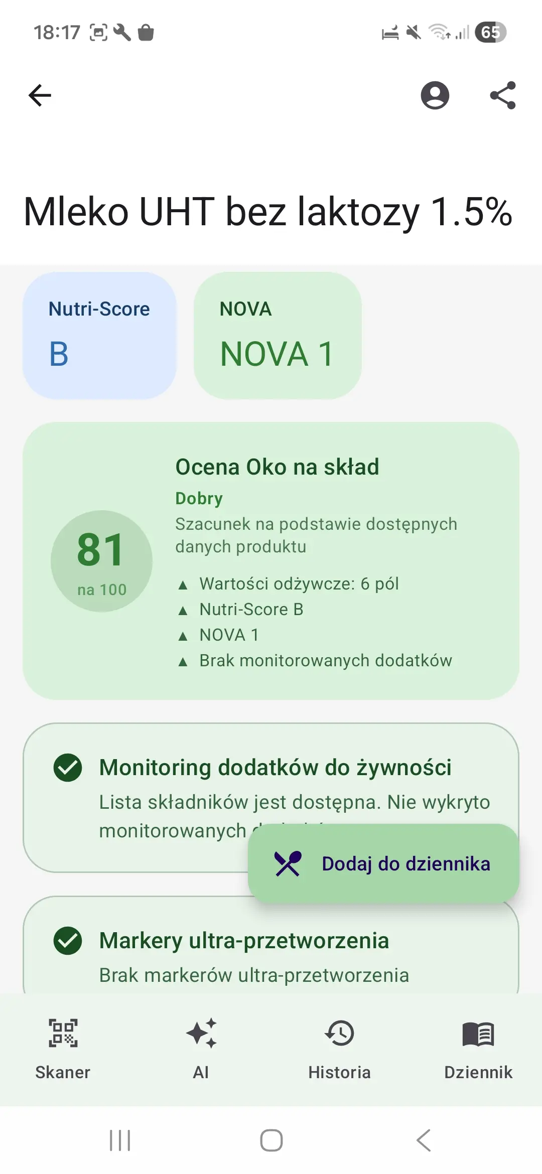 Ocena Oko na skład