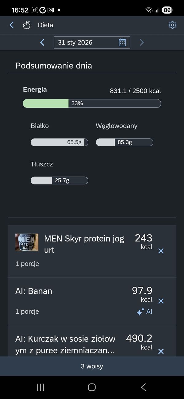Podsumowanie dziennika diety