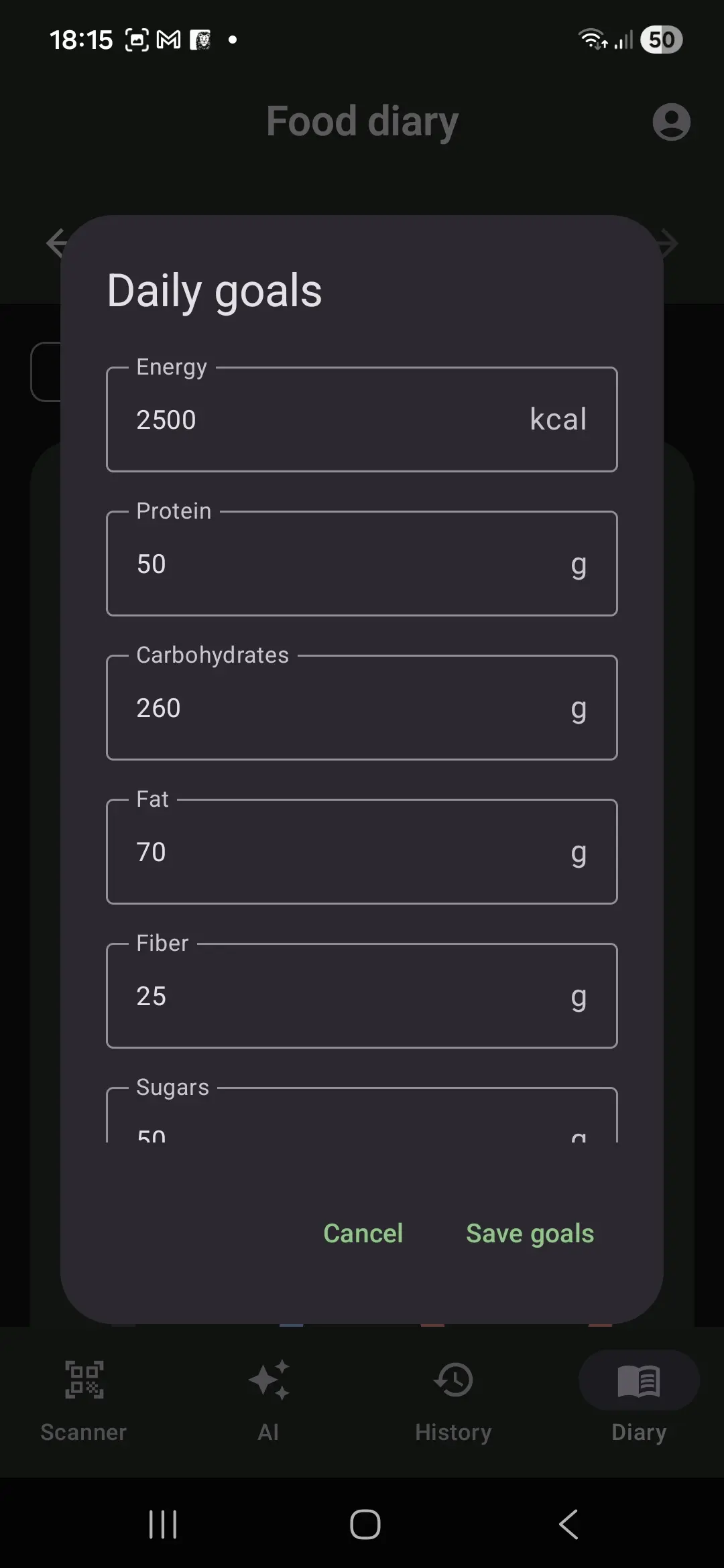 Cele dietetyczne w natywnej aplikacji Android
